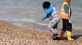 Latest migrant arrivals at Dungeness after crossing English Channel
