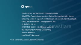 Palestinian protesters clash with Israeli security forces following a rally in support of Palestinian prisoners held in Israeli jails