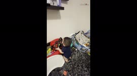 'Boy Makes a Hilarious Gag Face When he Sees his Baby Brother'