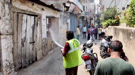 The Municipal worker has doing Santanize House's & street in India for protection from Virus