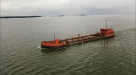 Sand Dredgers On Lough Neagh - Drone Footage