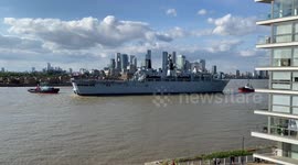 HMS Albion arrives in Greenwich ahead of London International Shipping Week 2021