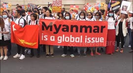 Myanmar PROTEST WHITE HALL LONDON AGAINST MILATARY RULE  IN MYANMAR