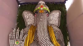 God Vinayagar idol made out of steel glasses and steel plates and Selfie god Vinayagar stole the show  in South India