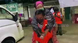 Stroke patient rescued from flood during Typhoon Conson in the Philippines