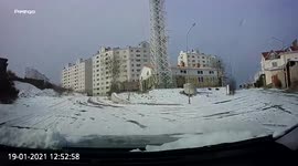 BMW almost crashed into a car due to icy conditions