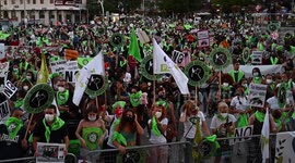 Stop the bull! Thousands protest demanding the abolition of bullfighting in Madrid, Spain