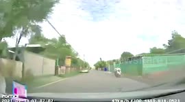 Quick-thinking driver doges toddler running out into road