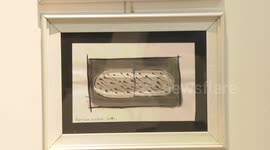 A hologram of sperm of Palestinian prisoners in Israeli jails, are seen during an exhibition