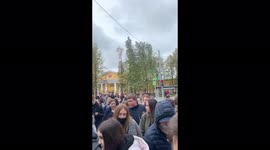 Students of the Perm State University leave the almamater after the shooting, Perm, Russia