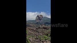 The beginning of a volcanic eruption in La Palma, Spain