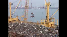 Pusan South Korea Off Shore Shipping Magnet Junk Yard Pile Barge