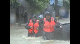 Heavy rains flood east China city as typhoon Chan-Hom approaching