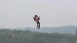 Man flies jetpack over Beijing