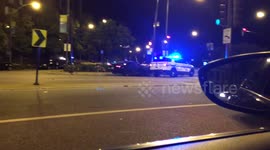 Camaro up on a curb in Chicago