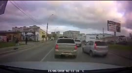 Children are very lucky at the crosswalk