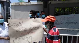 Sri Lankan Health Workers Stage A Protest In Kalubovila