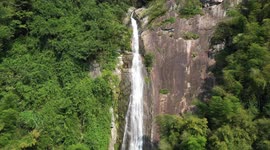 Aerial view of Baishuichong Waterfall in Ningbo, Zhejiang, China