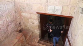 Palestinian Christians visit the Shepherds' Field Chapel in the area of Beit Sahur
