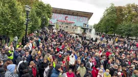 Russian communists rally against the Kremlin's recent major victory in parliamentary elections in Moscow, Russia