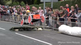 Dramatic crash as over 20 racing vehicles take part in the Seafront Soapbox Race taking place for the first time in Eastbourne