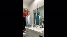 Woman transforms bathroom for just 100 USD by creating designer dupe wallpaper with a MARKER