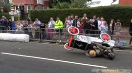 Crowd winces as soapbox race in Eastbourne sees dramatic crash