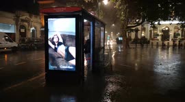 Heavy Rain Pours From The Sky In central London