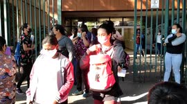 A Very Long Queue Of Chemical Industry Workers In São Paulo, Brazil
