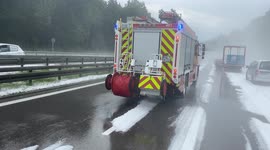 HAIL STORM CAUSING MASSES OF DISRUPTION ON THE MAIN HIGHWAY IN FRANCE