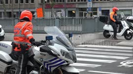Uber taxi drivers protest in Brussels, Belgium