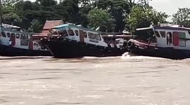 Cargo ship sinks on raging Thai river during severe floods