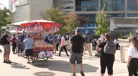 Thousands of Toronto Blue Jays baseball fans pass through security to confirm they are double vaccinated, The Jays however, got eliminated from playoff contention this weekend