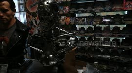 Berlin. life-size copy of the terminator. looks like real.