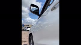 The kitten hid in the bottom of the car