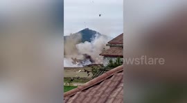 Out of control boats on flooded river blown up to protect power station in China