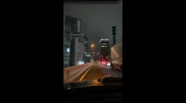 Tokyo earthquake: Motorist captures moment lamp posts violently sway on highway