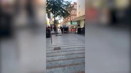 Hilarious moment police car impaled by a bollard in Leeds, UK