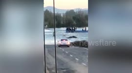 Video captures moment shuttle bus full of passengers falls into river in China