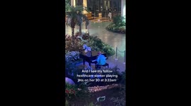 Newsflare Edit - US healthcare worker captures colleague's stunning piano rendition - which has over 7 million views on TikTok