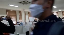 Police raid an illegal online loan office in Tangerang, Indonesia