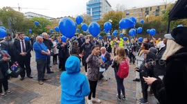 Mourners in Southend release balloons in tribute to murdered UK lawmaker Sir David Amess