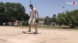 'Skater's happiness after nailing a cool longboard flip is CONTAGIOUS '