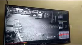 Series of explosions throw debris up into air at petrol station in southern India