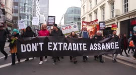 Julian Assange's partner Stella Morris takes part in London protest ahead of court hearing