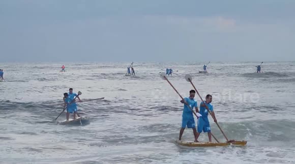 Gaza- First Water Sports rowing Championship on the Gaza beach.
