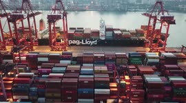 Drone view of the Kwai Chung container port in Hong Kong as supply chain woes continue