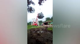 Water tank falls on hospital roof during installation in the Philippines
