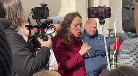 Stella Moris, partner of Julian Assange speaks outside Royal Courts of Justice