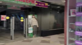 Closed shops and cafes as temporary closure of non-essential services due to Covid-19 established in Moscow, Russia